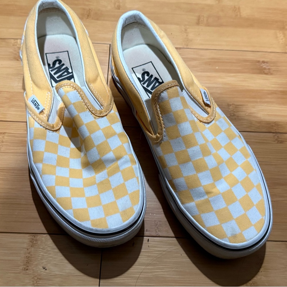 Vans Yellow Checkered Slip-On Shoes